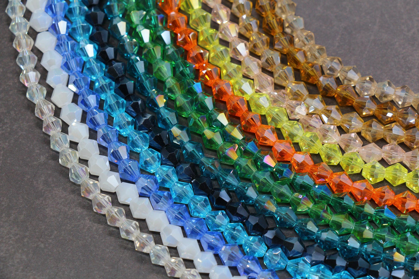 AB Color Bicone Beads, 4mm & 6mm Faceted Spacer Beads, Aurora Borealis Glass Beads for Bracelet Making, Jewelry Supplies