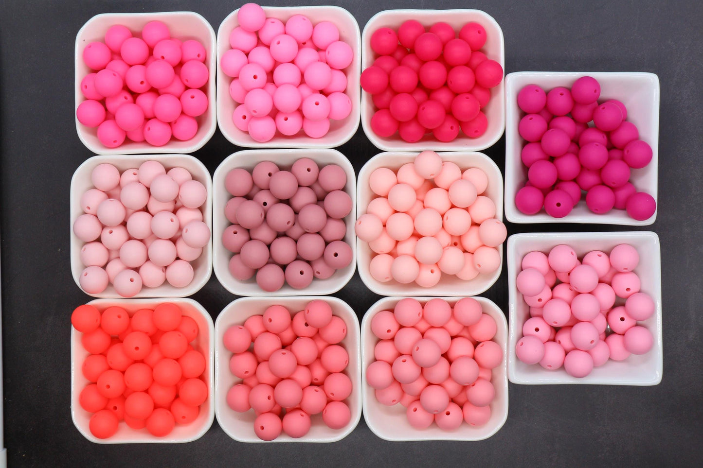 15mm Pink Silicone Beads for Bracelets, Soft Round DIY Jewelry Beads, Keychain Craft Supplies, Pastel Beads for Kids & Adults