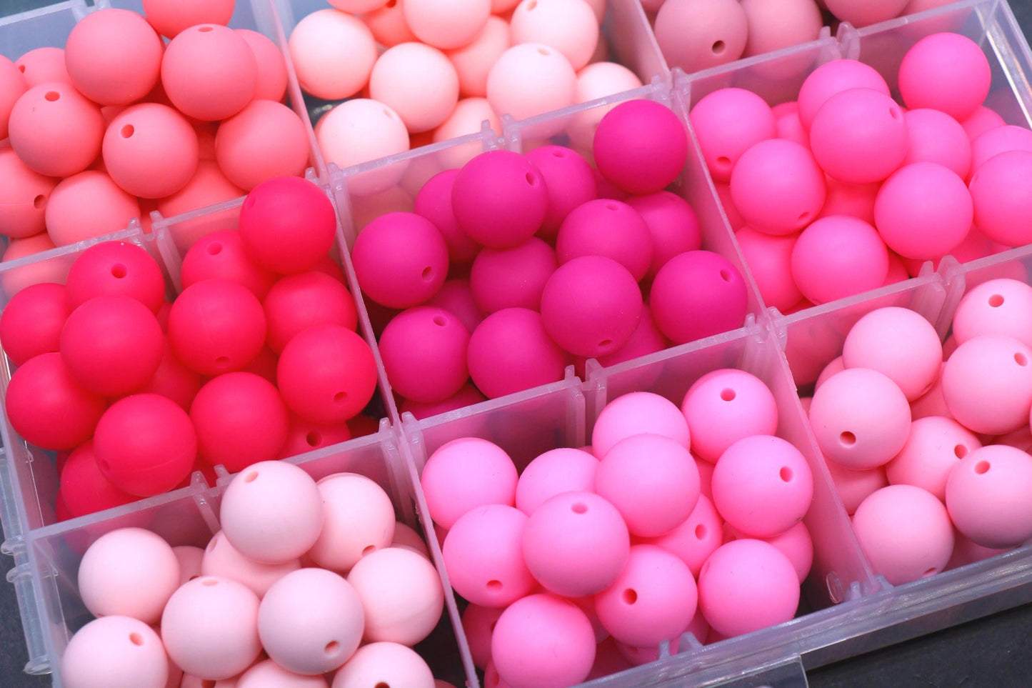 15mm Pink Silicone Beads for Bracelets, Soft Round DIY Jewelry Beads, Keychain Craft Supplies, Pastel Beads for Kids & Adults