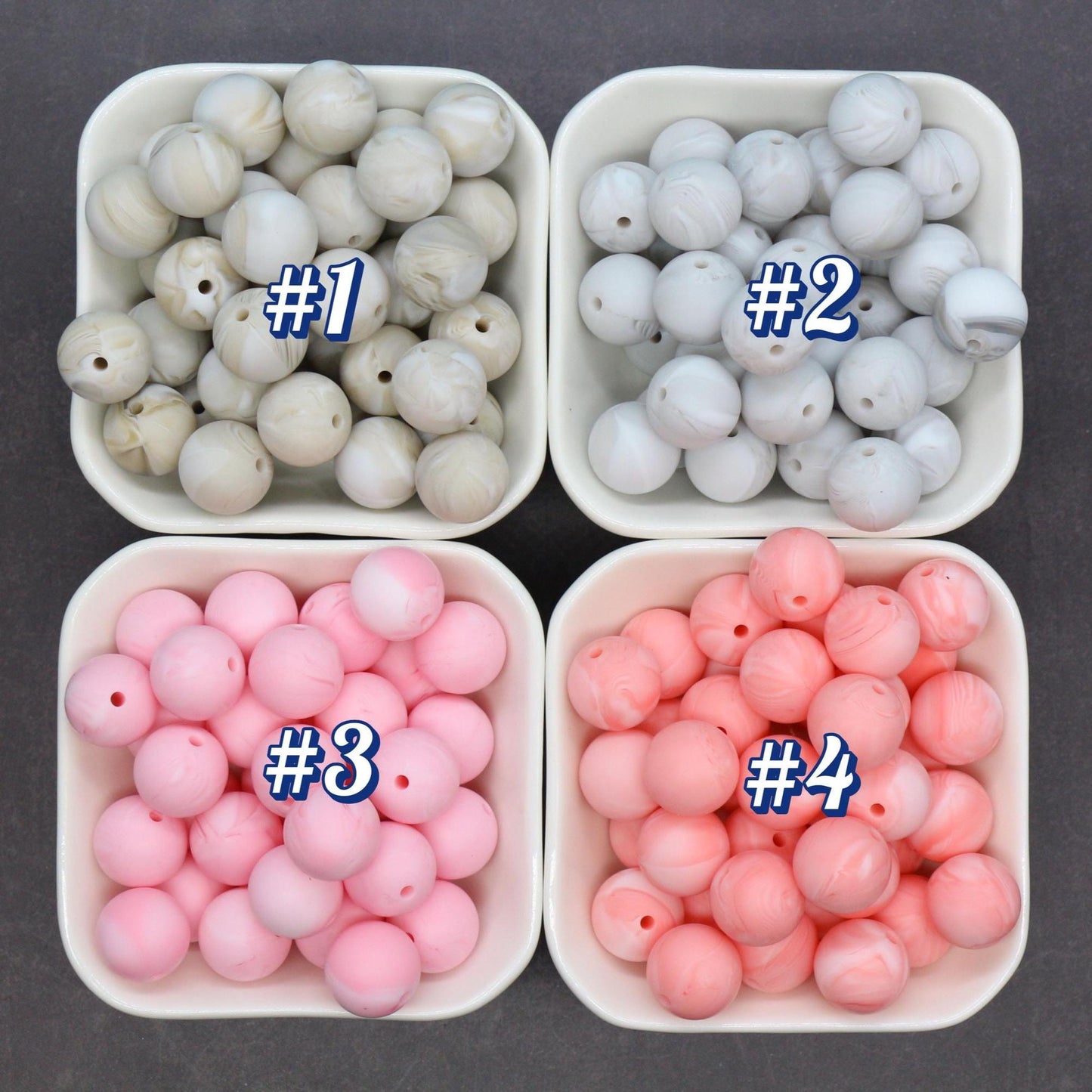 15mm Marble Silicone Beads for Bracelets, Soft Round DIY Jewelry Beads, Keychain Craft Supplies, Silicone Beads for DIY Jewelry Making