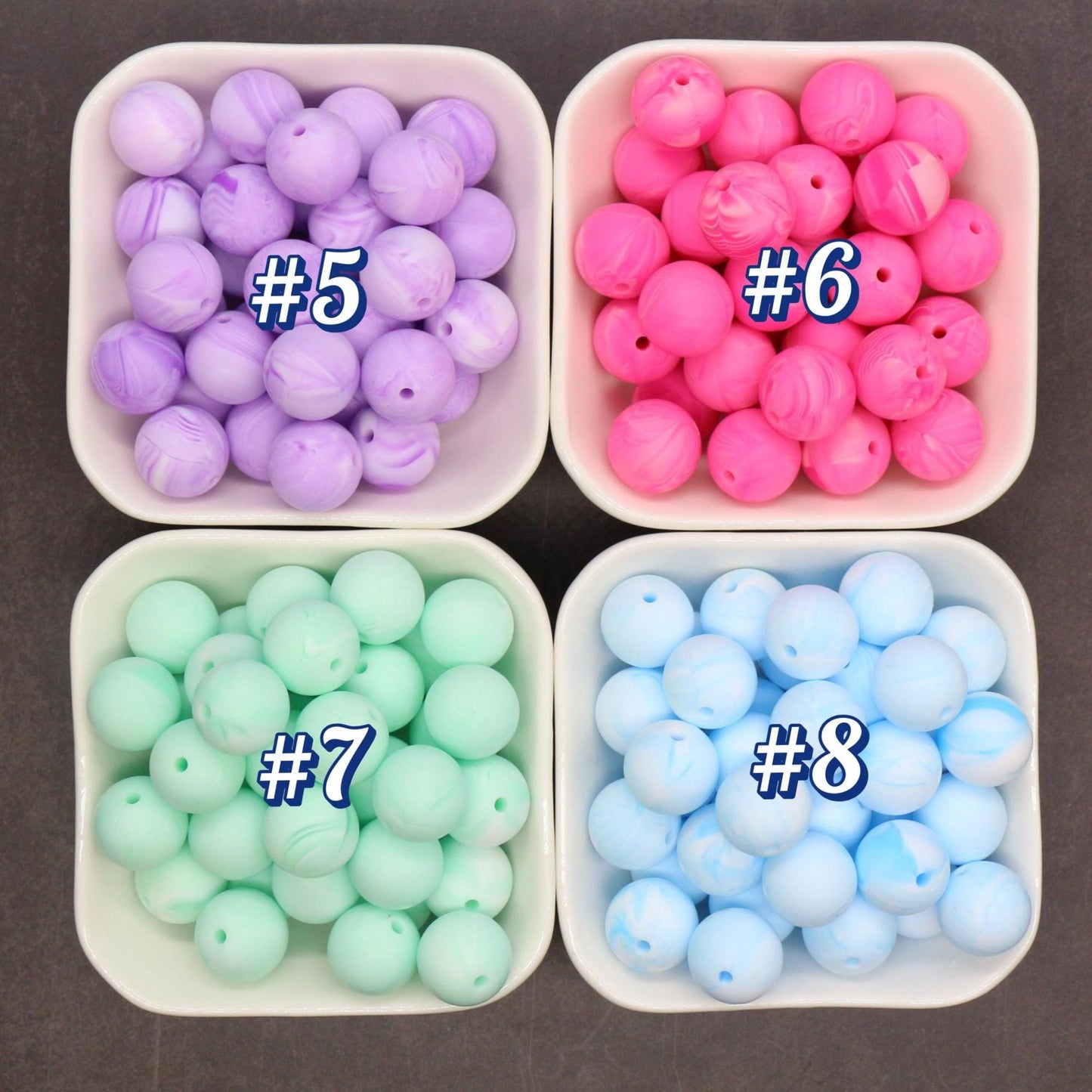 15mm Marble Silicone Beads for Bracelets, Soft Round DIY Jewelry Beads, Keychain Craft Supplies, Silicone Beads for DIY Jewelry Making