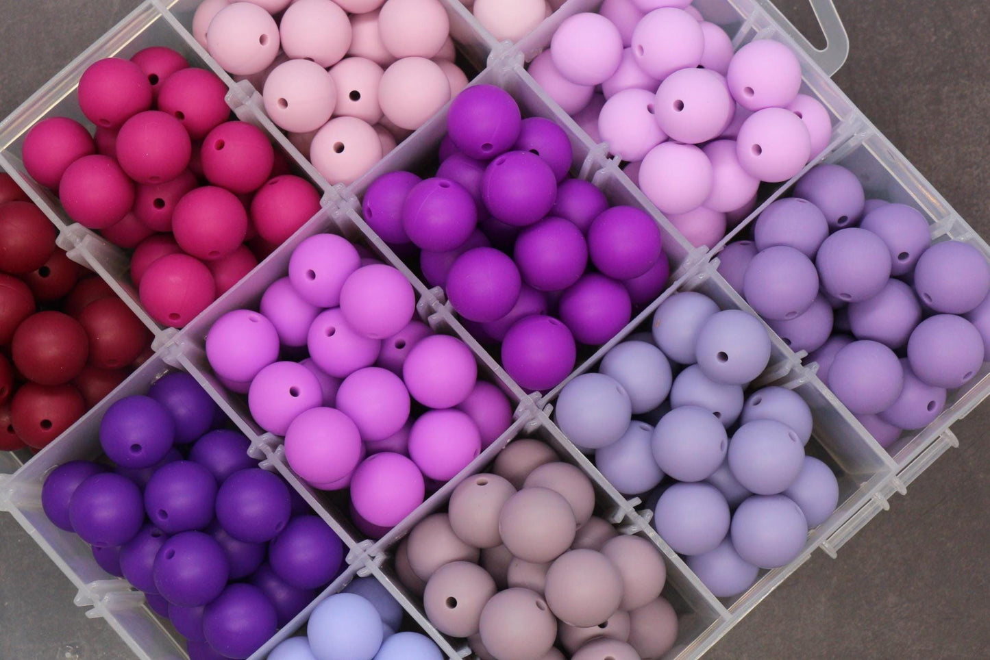 15mm Purple Silicone Beads for Bracelets, Soft Round DIY Jewelry Beads, Stretchy Keychain Craft Supplies, Non-Toxic Beads for Jewelry Making