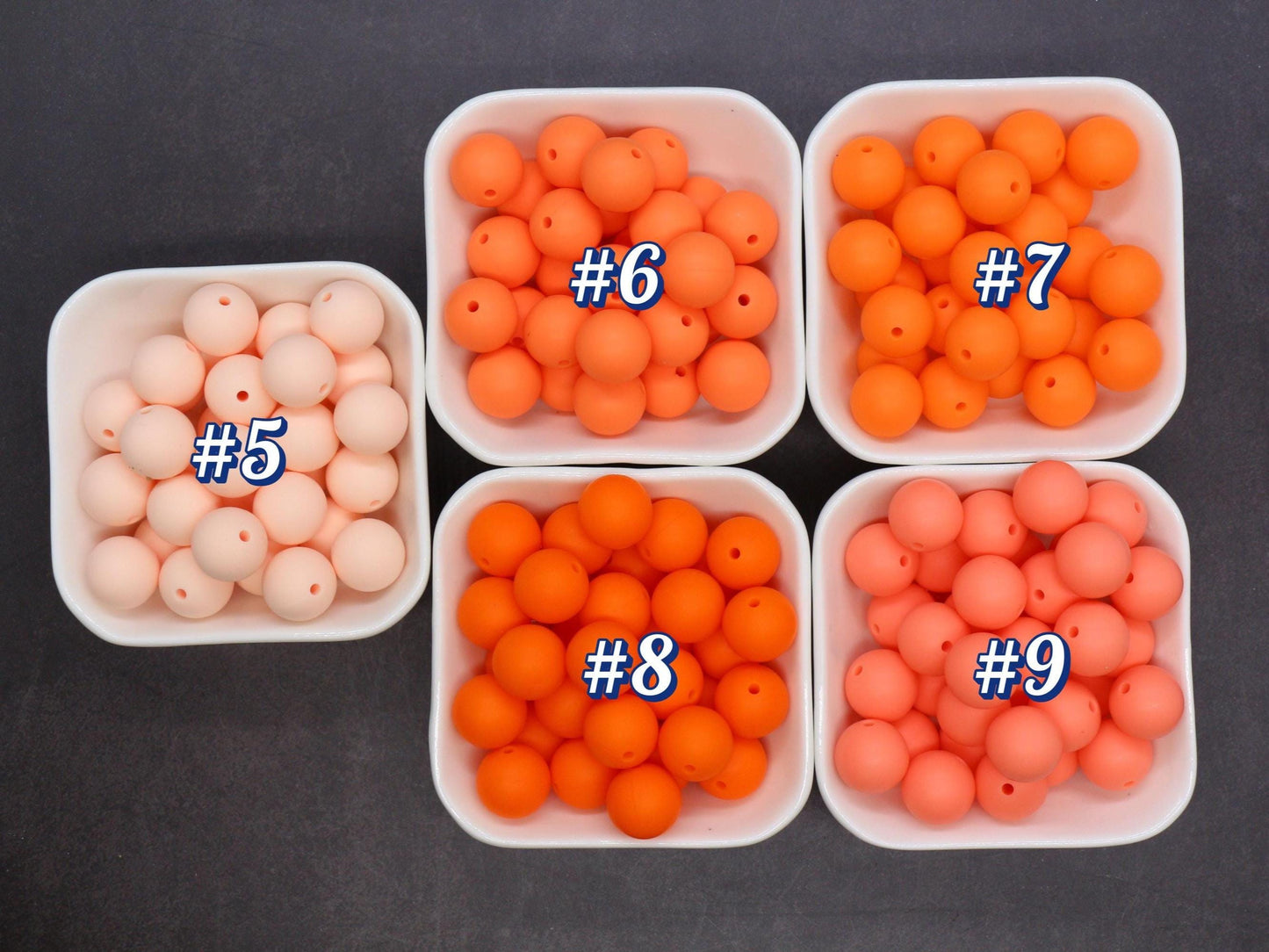 15mm Orange & Peach Silicone Beads for Bracelets, Soft Round DIY Jewelry Beads, Keychain Craft Supplies