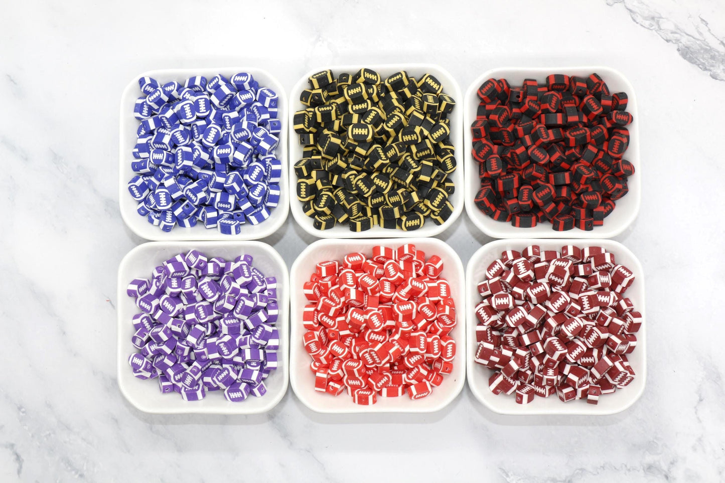Football Polymer Clay Beads, Team Colors Sports Beads for Bracelets, DIY Jewelry Making, Handmade Craft Supplies, Gift for Football Player