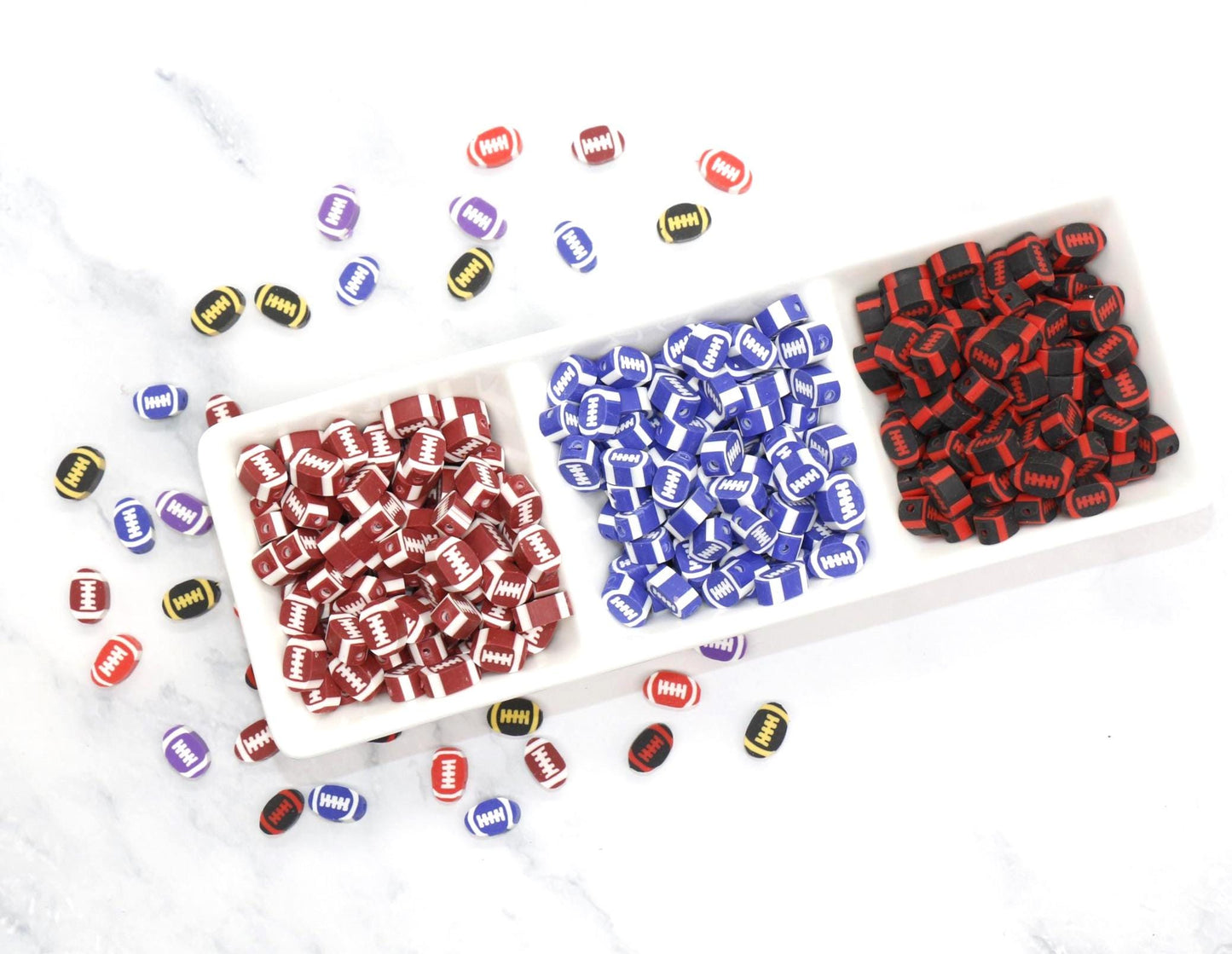 Football Polymer Clay Beads, Team Colors Sports Beads for Bracelets, DIY Jewelry Making, Handmade Craft Supplies, Gift for Football Player