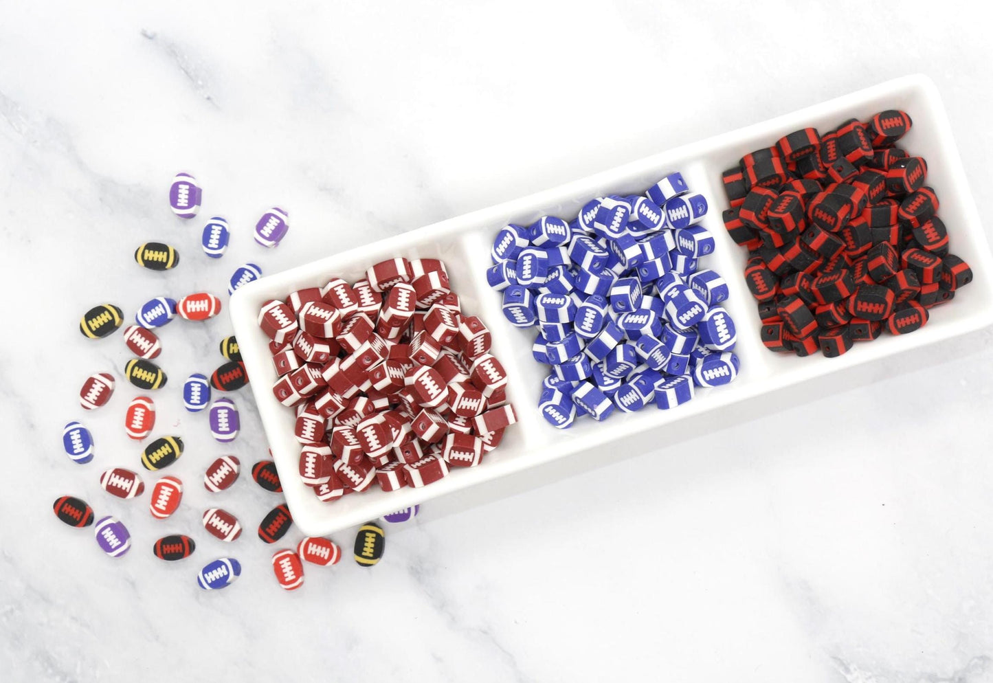 Football Polymer Clay Beads, Team Colors Sports Beads for Bracelets, DIY Jewelry Making, Handmade Craft Supplies, Gift for Football Player