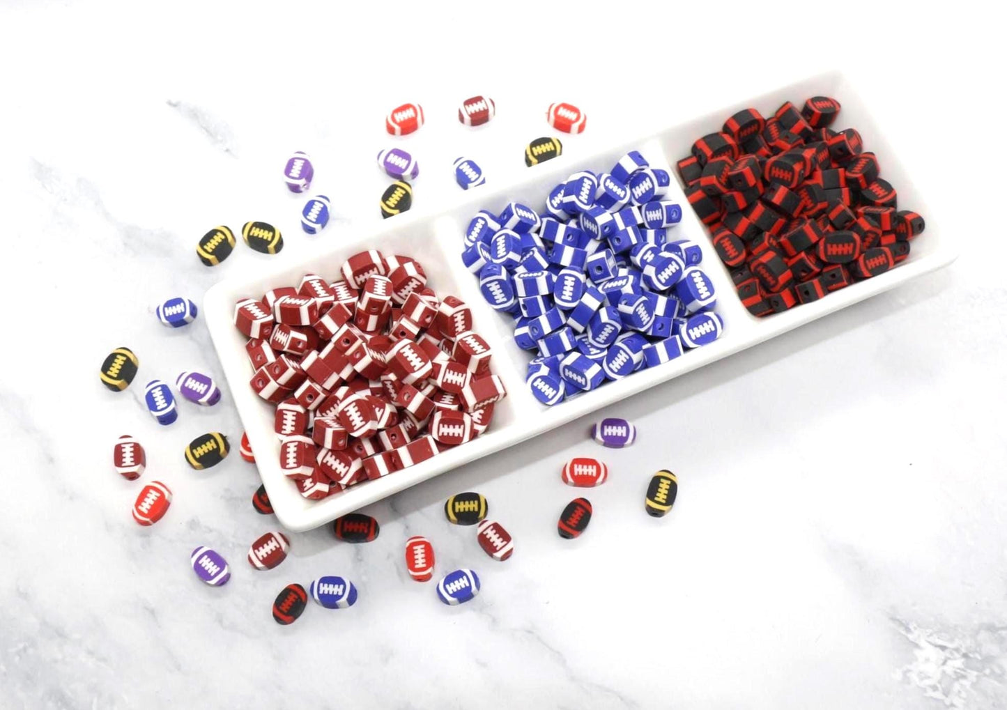 Football Polymer Clay Beads, Team Colors Sports Beads for Bracelets, DIY Jewelry Making, Handmade Craft Supplies, Gift for Football Player