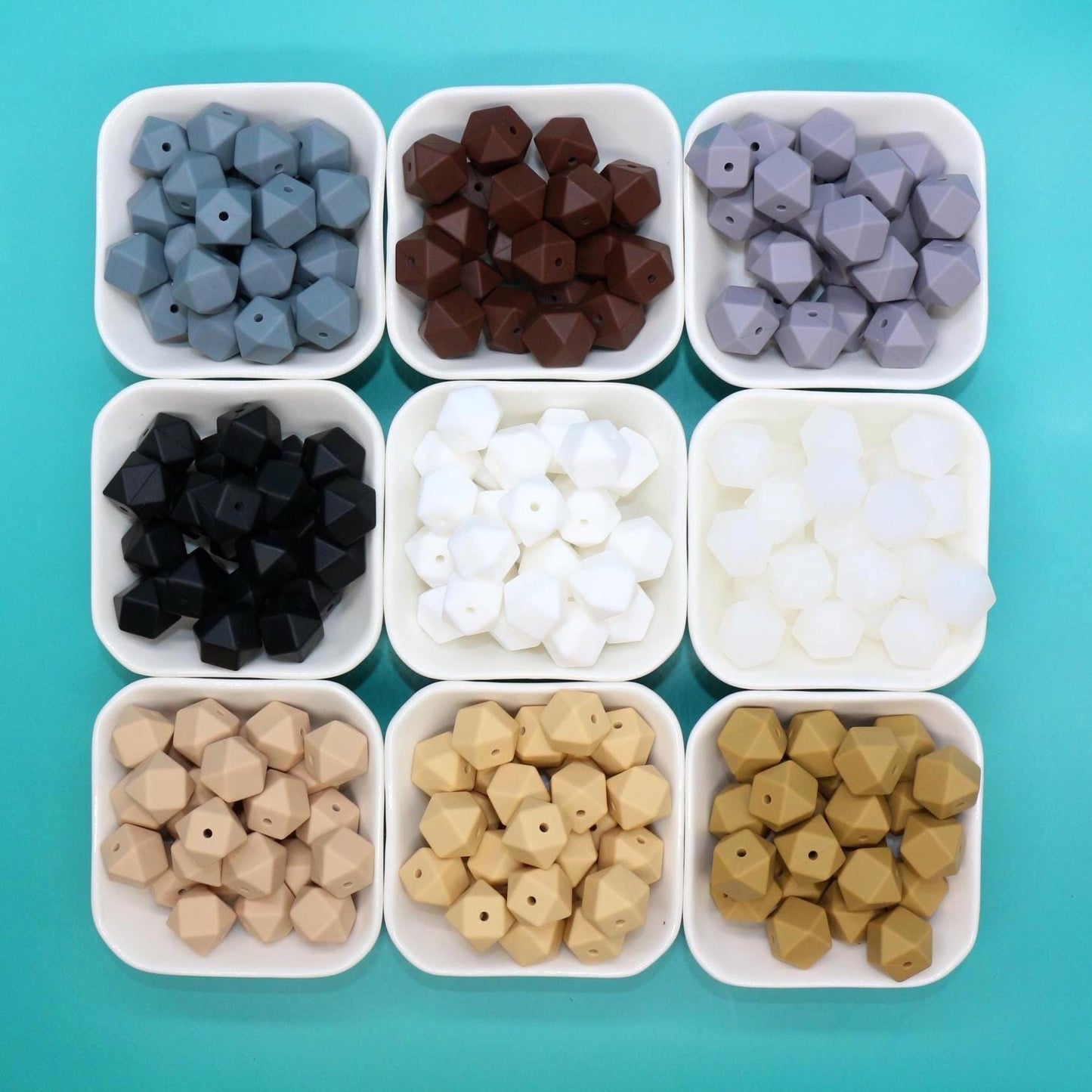 14mm Hexagon Silicone Beads for DIY Jewelry Making, Soft Geometric Beads for Bracelets, Keychains, Bulk Craft Supplies