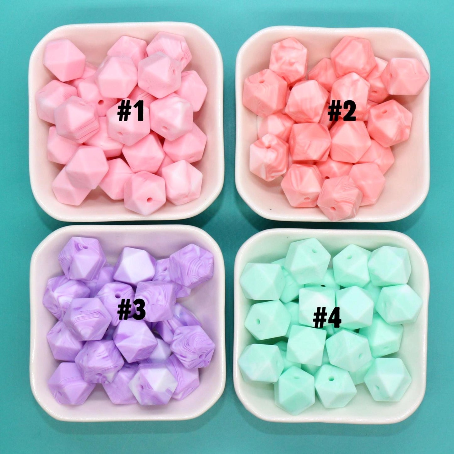 14mm Marble Hexagon Silicone Beads, Soft Geometric Beads for DIY Crafts, Silicone Beads for DIY Jewelry Making