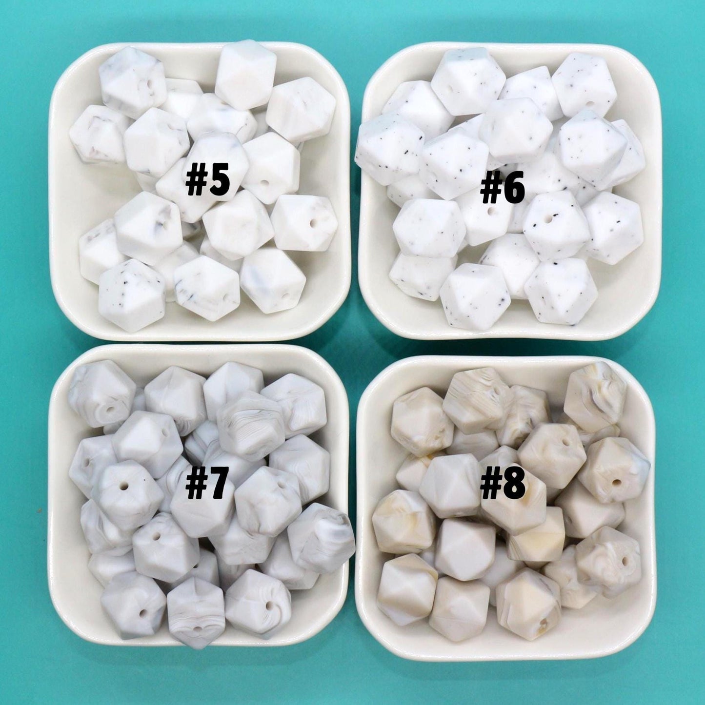 14mm Marble Hexagon Silicone Beads, Soft Geometric Beads for DIY Crafts, Silicone Beads for DIY Jewelry Making