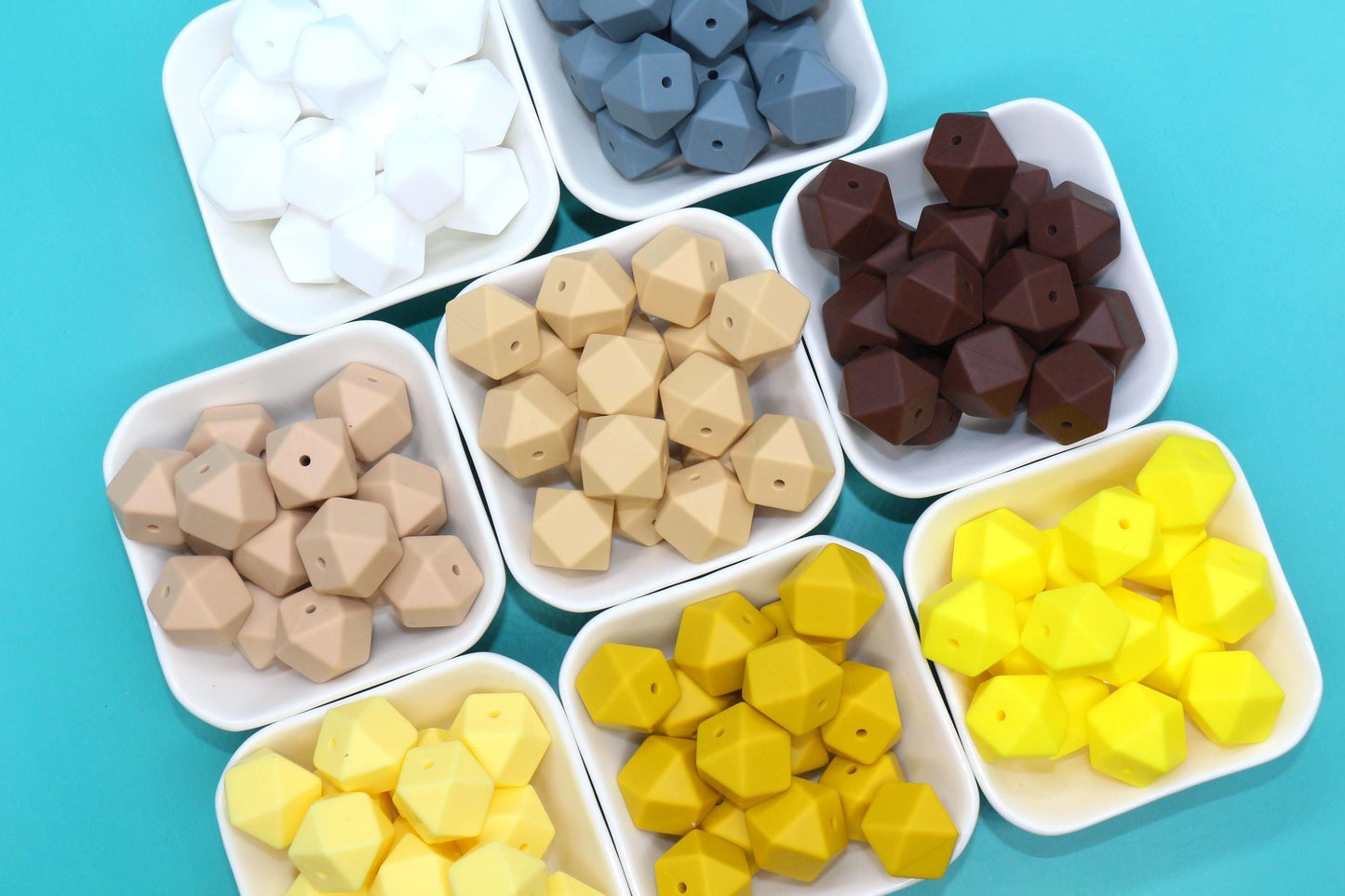 17mm Hexagon Silicone Beads, Jewelry Beads for Bracelets, Keychains, Soft Geometric Beads, DIY Craft Supplies