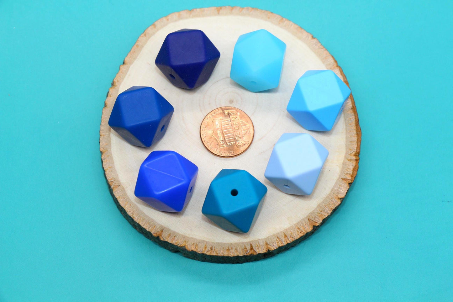 17mm Blue Hexagon Silicone Beads, Soft Geometric Jewelry Beads for Bracelets, Keychains, DIY Crafts