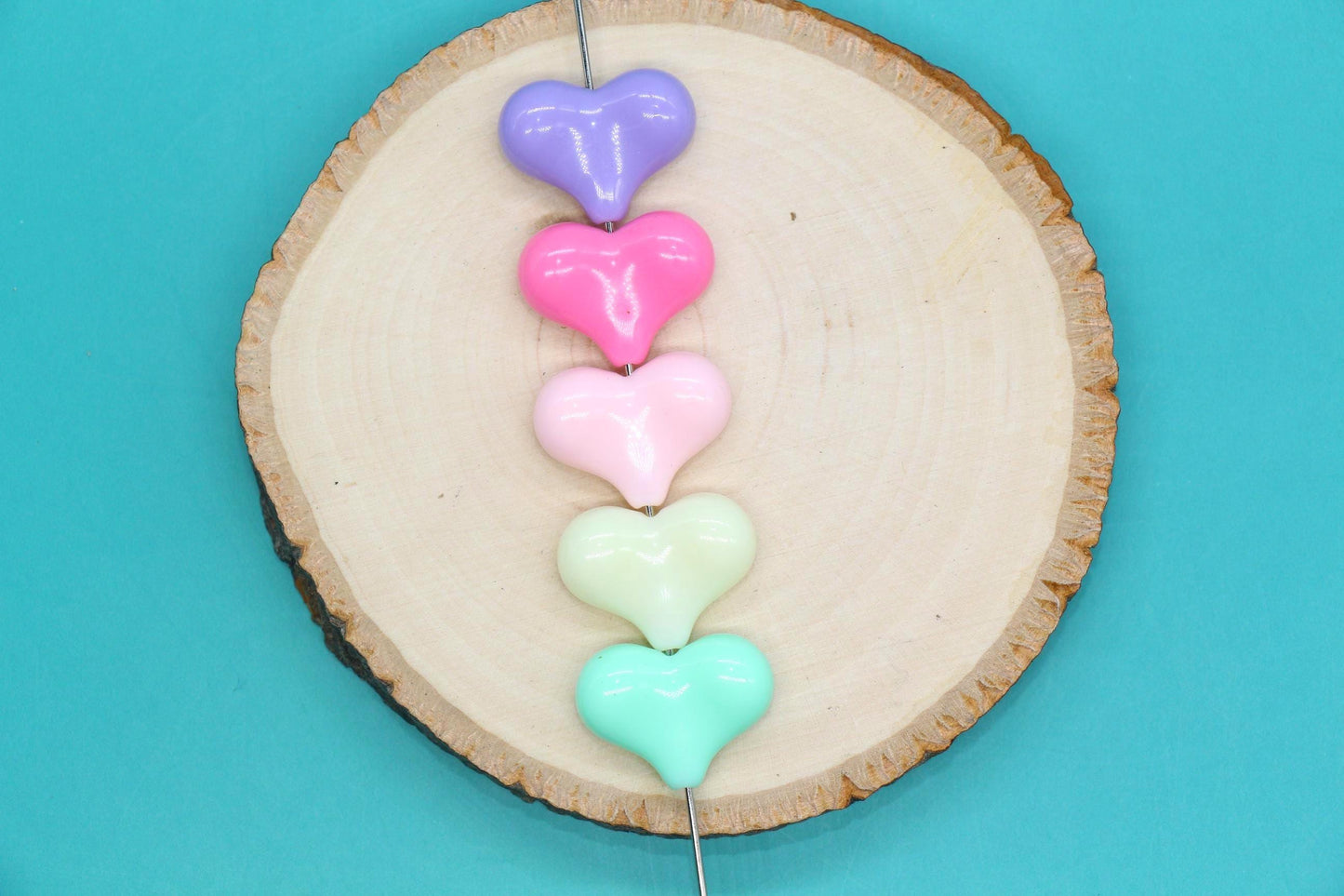 Heart Beads, Plastic Heart Shape Beads for Jewelry Making, DIY Bracelets, Necklaces, Keychains, Crafts - Valentine’s Day Supplies