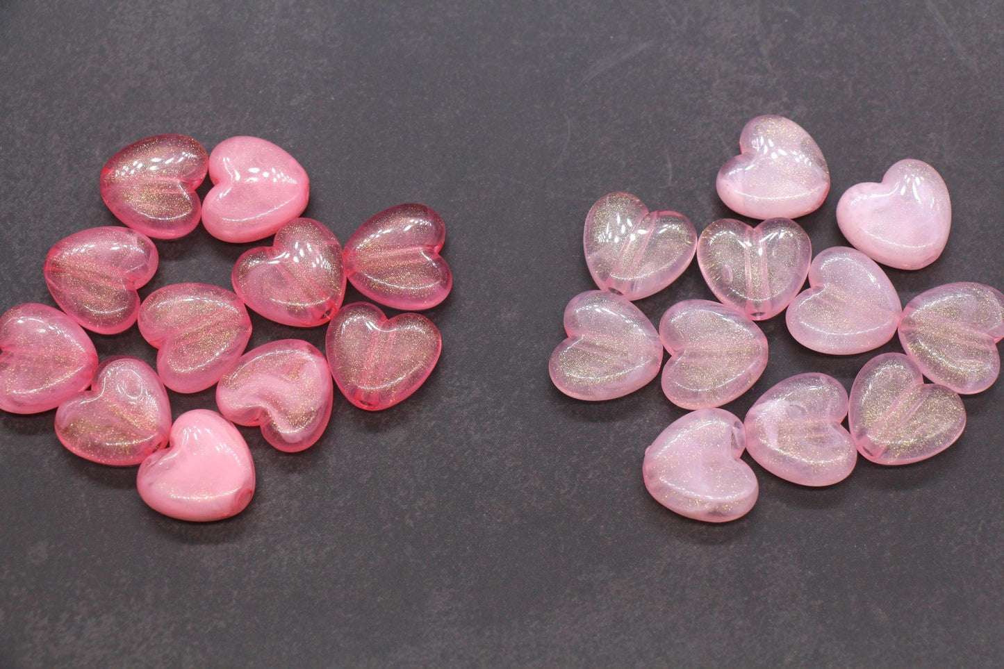Glitter Heart Beads, Plastic Heart Shaped Beads for Jewelry Making, Chunky Plastic Heart Beads with Large Hole, Craft Supplies