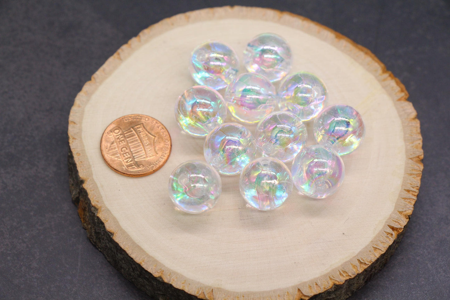 Clear AB Gumball Beads, 14mm Iridescent Chunky Round Beads for Bracelets, Jewelry Making, Sparkly Bubble Beads for DIY Crafts #3624