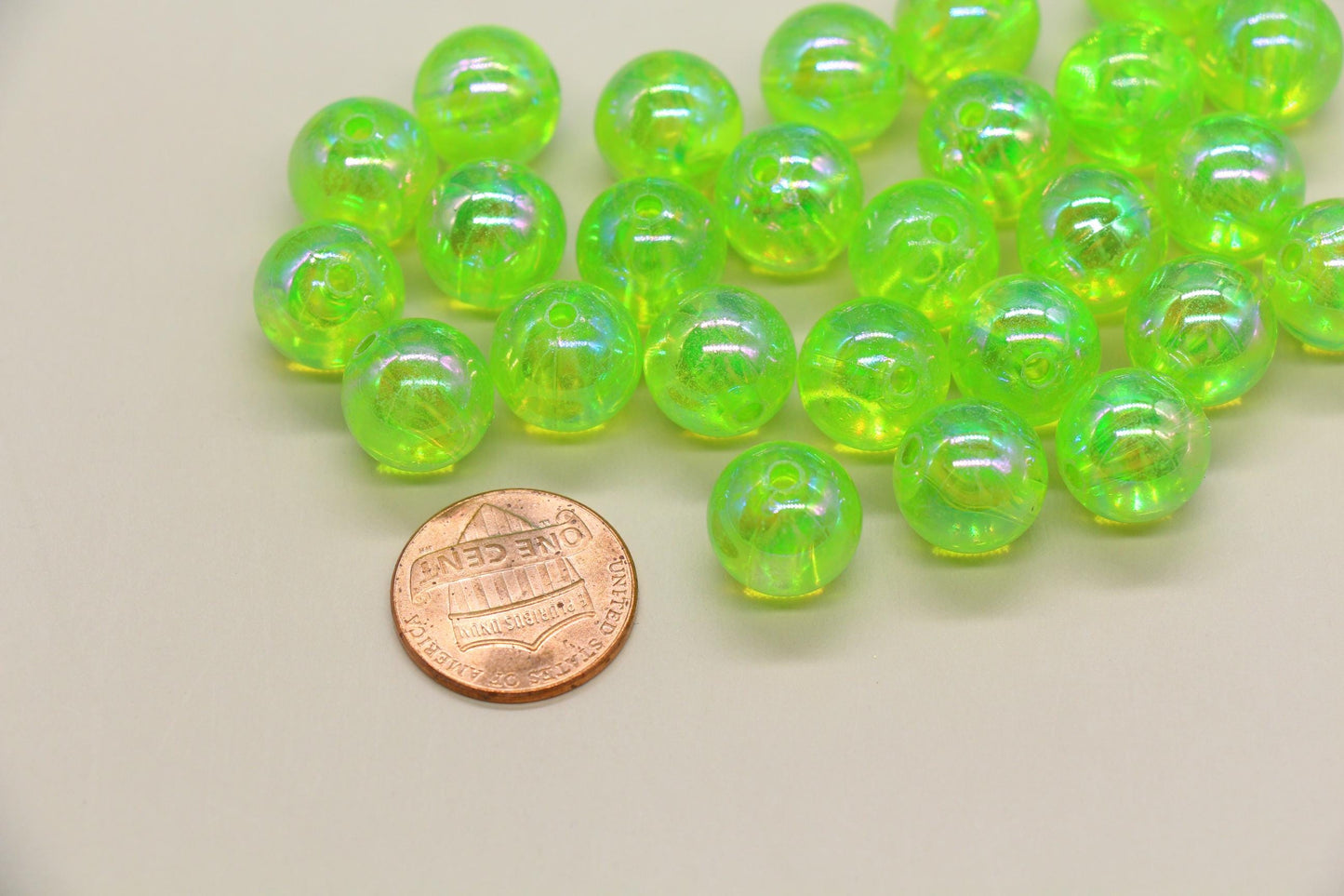 12mm Green AB Gumball Beads, Iridescent Round Plastic Beads for Jewelry Making, Translucent Chunky Beads for Bracelets, DIY Crafts #3625