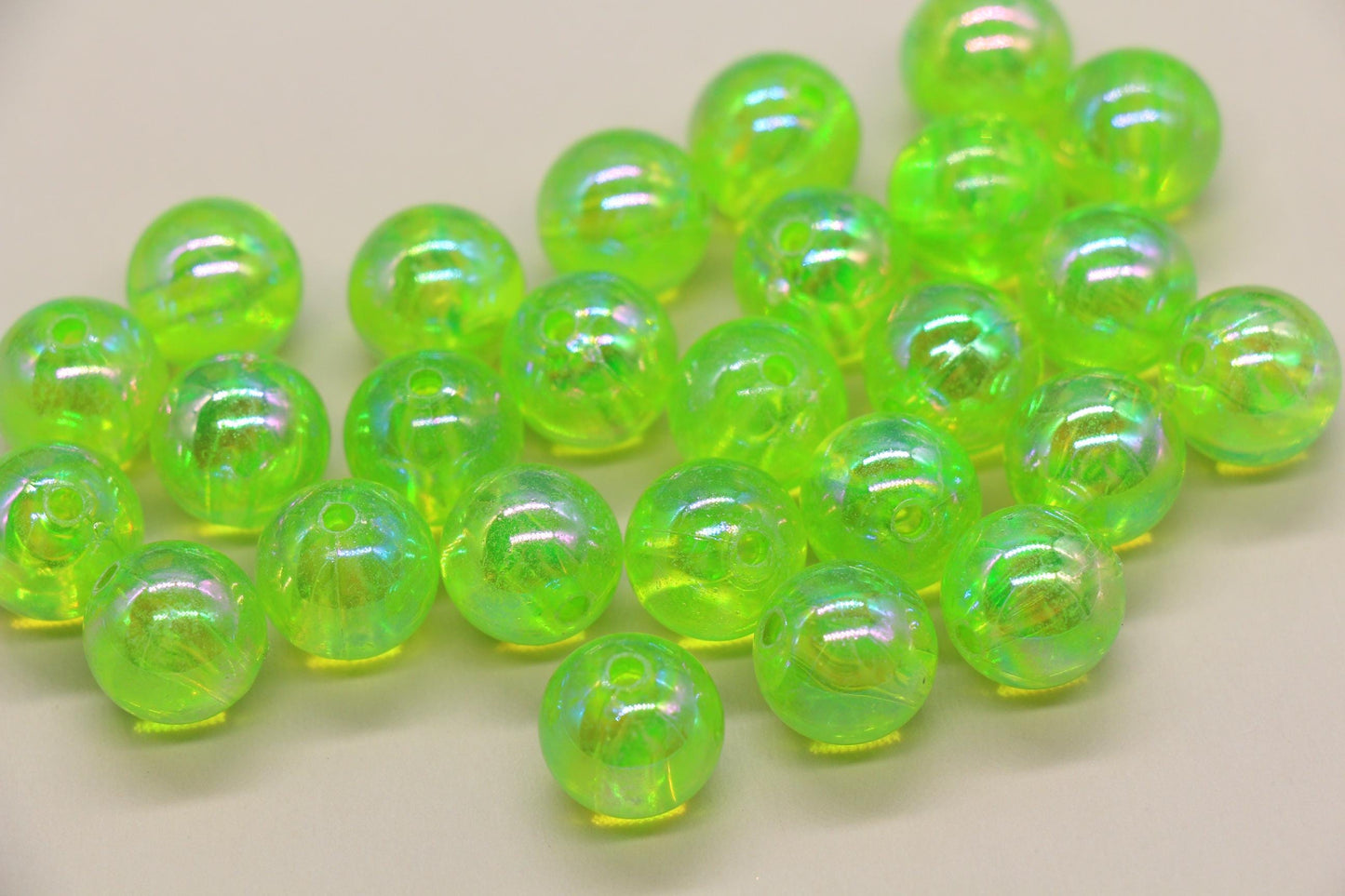 12mm Green AB Gumball Beads, Iridescent Round Plastic Beads for Jewelry Making, Translucent Chunky Beads for Bracelets, DIY Crafts #3625