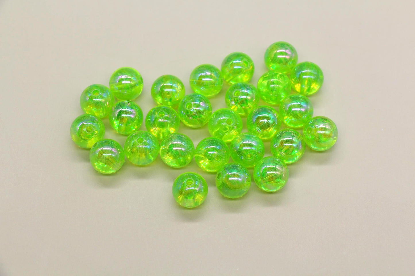 12mm Green AB Gumball Beads, Iridescent Round Plastic Beads for Jewelry Making, Translucent Chunky Beads for Bracelets, DIY Crafts #3625