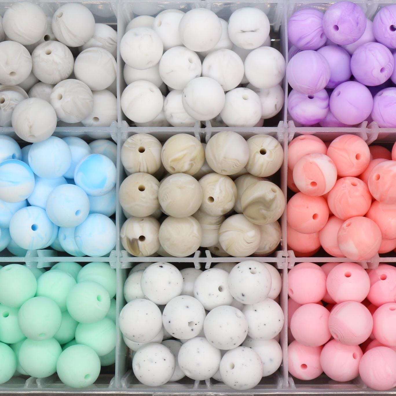 15mm Marble Silicone Beads for Bracelets, Soft Round DIY Jewelry Beads, Keychain Craft Supplies, Silicone Beads for DIY Jewelry Making