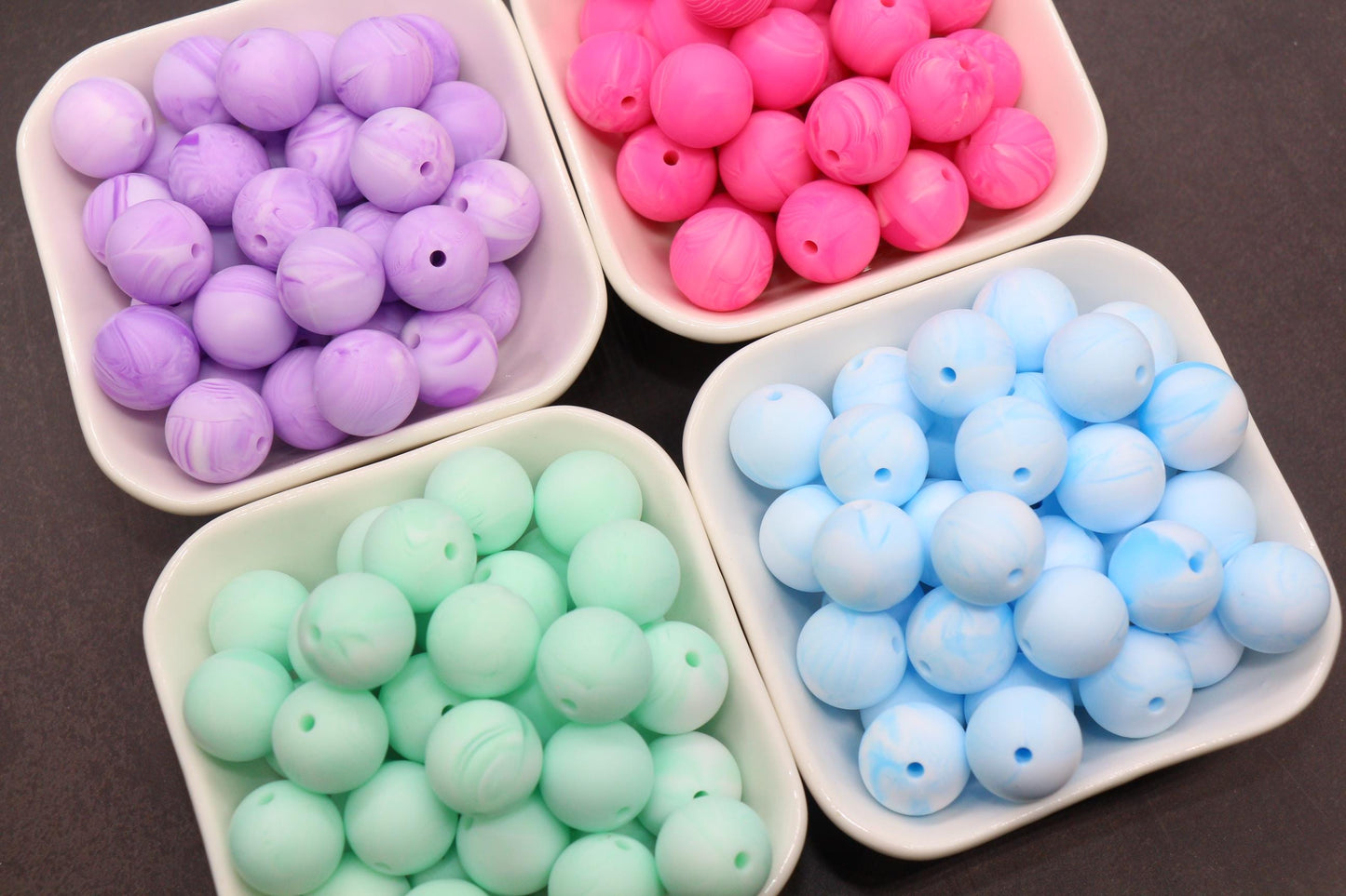 15mm Marble Silicone Beads for Bracelets, Soft Round DIY Jewelry Beads, Keychain Craft Supplies, Silicone Beads for DIY Jewelry Making