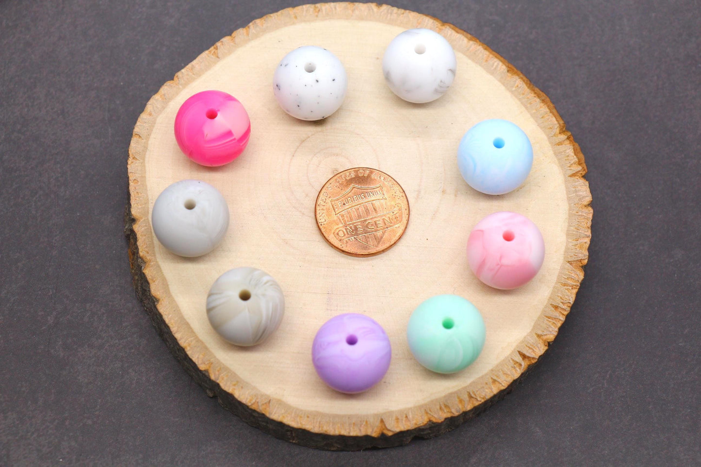 15mm Marble Silicone Beads for Bracelets, Soft Round DIY Jewelry Beads, Keychain Craft Supplies, Silicone Beads for DIY Jewelry Making