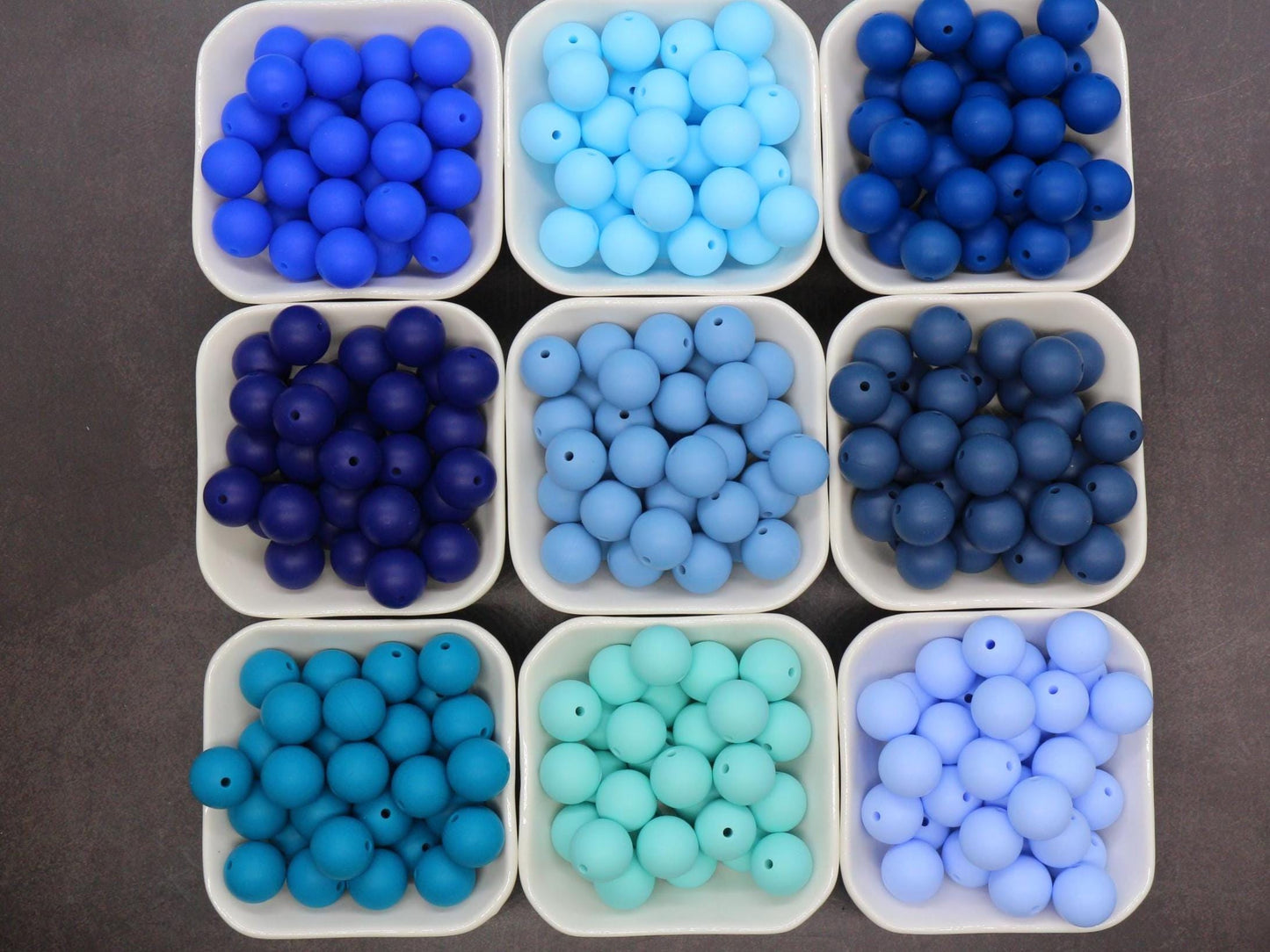 15mm Blue Silicone Beads for Bracelets, Soft Round DIY Jewelry Beads, Keychain Craft Supplies, Silicone Beads for DIY Jewelry Making