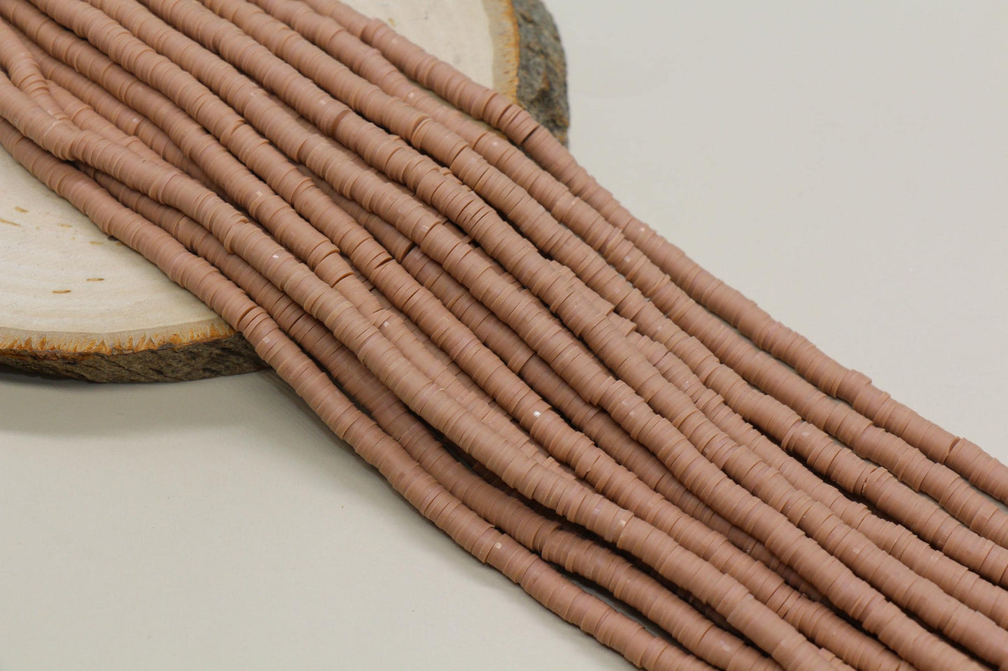 Rustic Terracotta Heishi Beads, 6mm Polymer Clay Disc Beads, African Vinyl Bead, Earthy Jewelry Making Supplies, Boho Craft Beads #521
