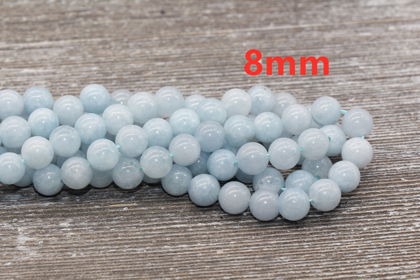 Aquamarine Beads, Natural Gemstone Smooth Round Beads, Sizes 4mm 6mm 8mm 10mm 12mm, Full Strand 15.5 inch, #4