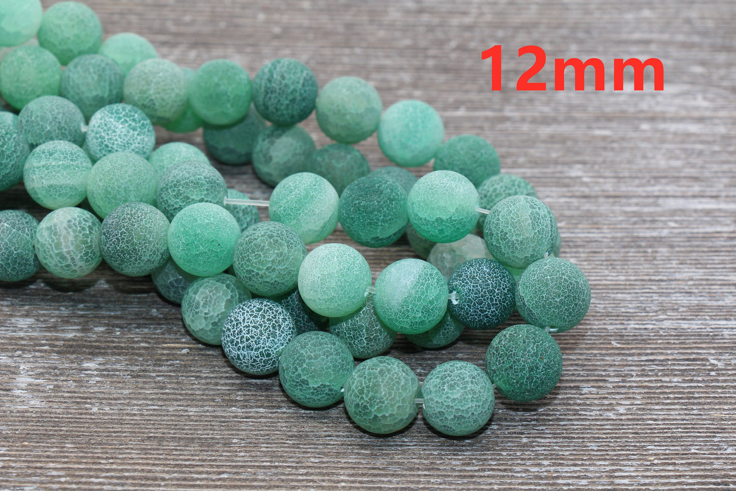 Green Effloresce Agate Beads, Frosted Agate Beads, Crackled Agate Bead, Round Matte Gemstone, 4mm 6mm 8mm 10mm 12mm, Full Strand 15.5 #109