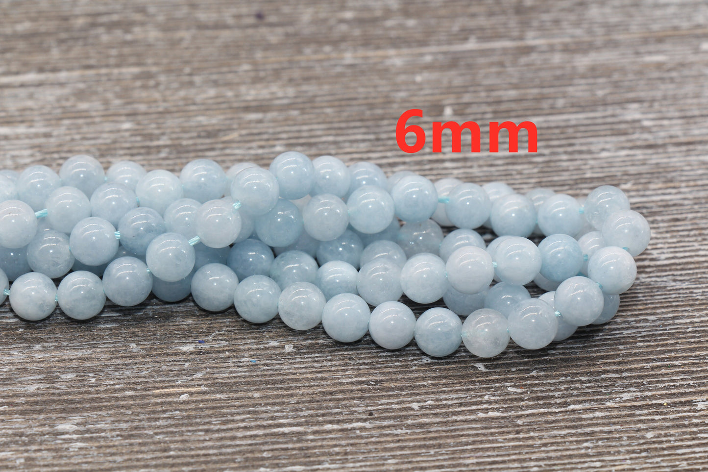 Aquamarine Beads, Natural Gemstone Smooth Round Beads, Sizes 4mm 6mm 8mm 10mm 12mm, Full Strand 15.5 inch, #4