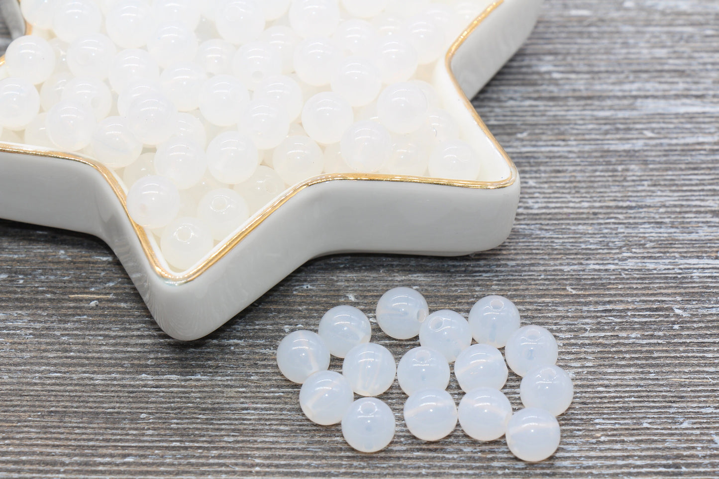 8mm Translucent White Gumball Beads, Jelly White Round Acrylic Loose Beads, Bubblegum Beads, Chunky Beads, Smooth Plastic Round Beads #403
