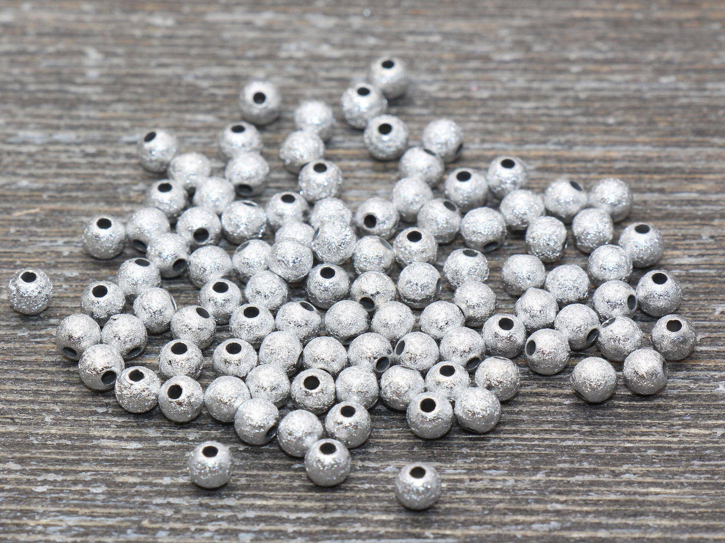 4mm Stardust Beads, Wrinkle Gumball Beads, Silver Gray Round Acrylic Loose Beads, Bubblegum Beads, Chunky Beads, Bubble Gum Beads, #974