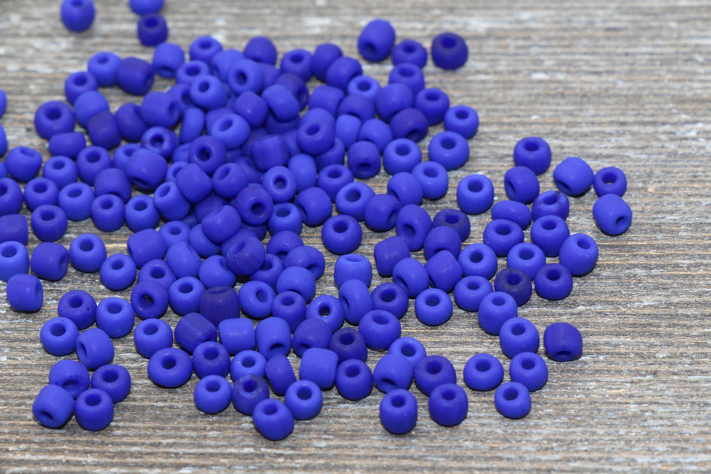 Matte Glass Seed Beads, 4mm 6/0 Glass Round Seed Beads, Matte Royal Blue Seed Beads, Blue Glass Rocailles Beads, Beading Supplies #1086