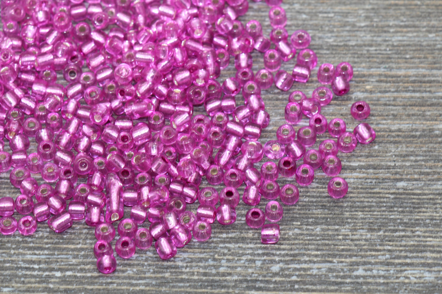 Transparent Glass Beads with Silver Lined, 4mm 6/0 Glass Round Beads, Hot Pink Trans Seed Beads, Rocailles Beads, Beading Supplies #1222