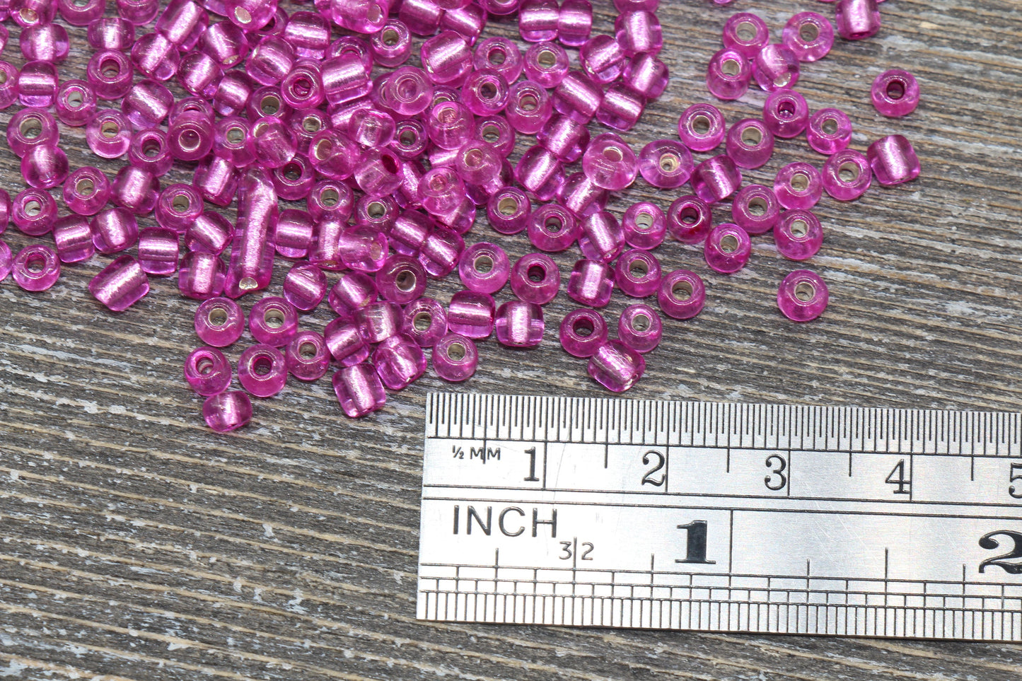 Transparent Glass Beads with Silver Lined, 4mm 6/0 Glass Round Beads, Hot Pink Trans Seed Beads, Rocailles Beads, Beading Supplies #1222