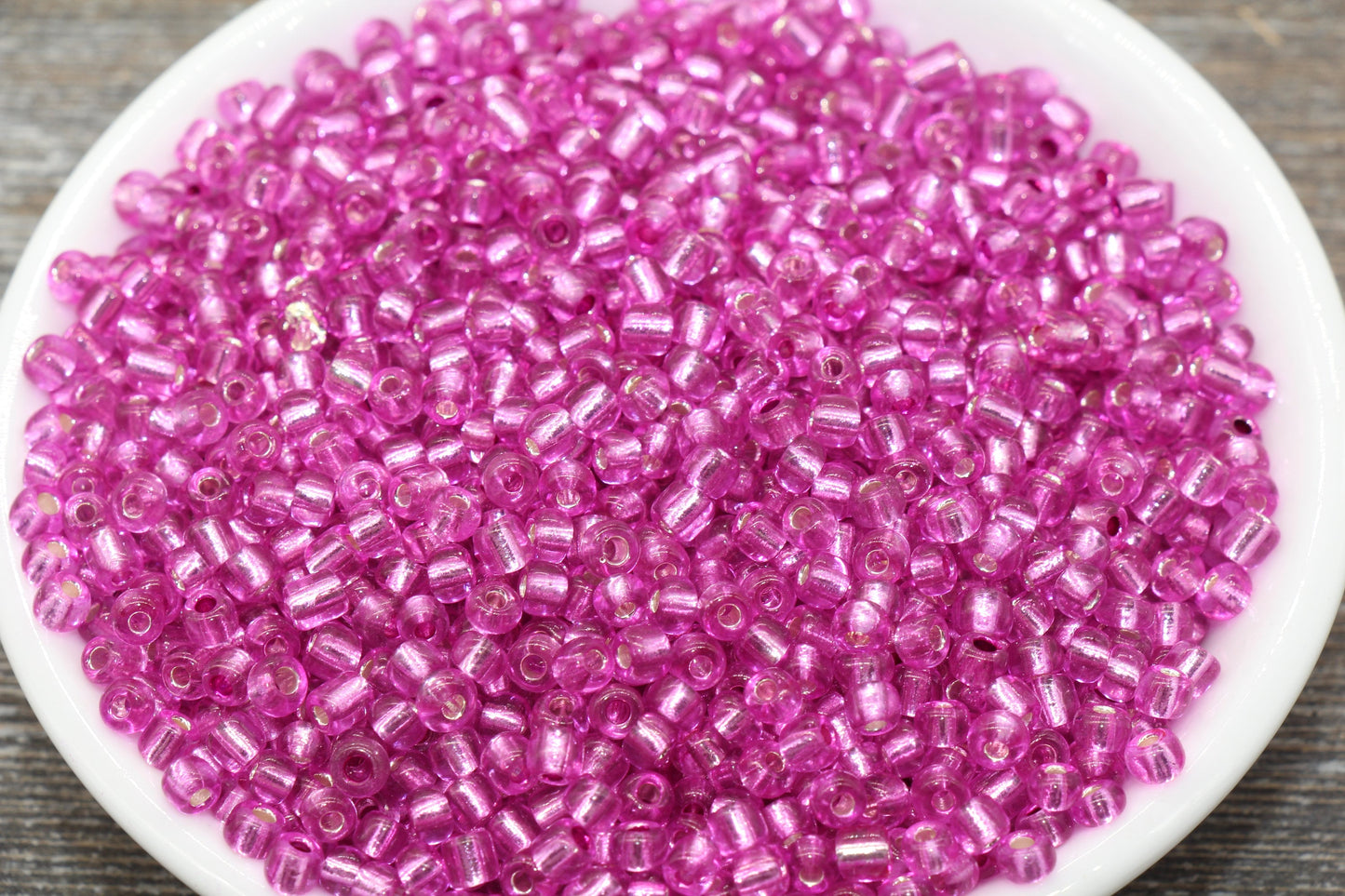 Transparent Glass Beads with Silver Lined, 4mm 6/0 Glass Round Beads, Hot Pink Trans Seed Beads, Rocailles Beads, Beading Supplies #1222