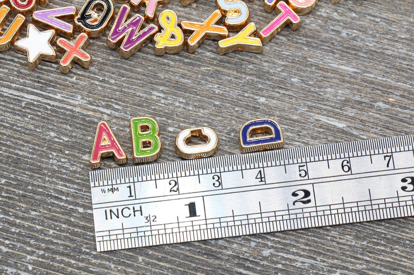 Enamel Alphabet Letter Beads, Gold Letter Beads, Gold Lined Letter Beads, Number Beads, Name Beads, Symbol Beads, Ampersand Beads