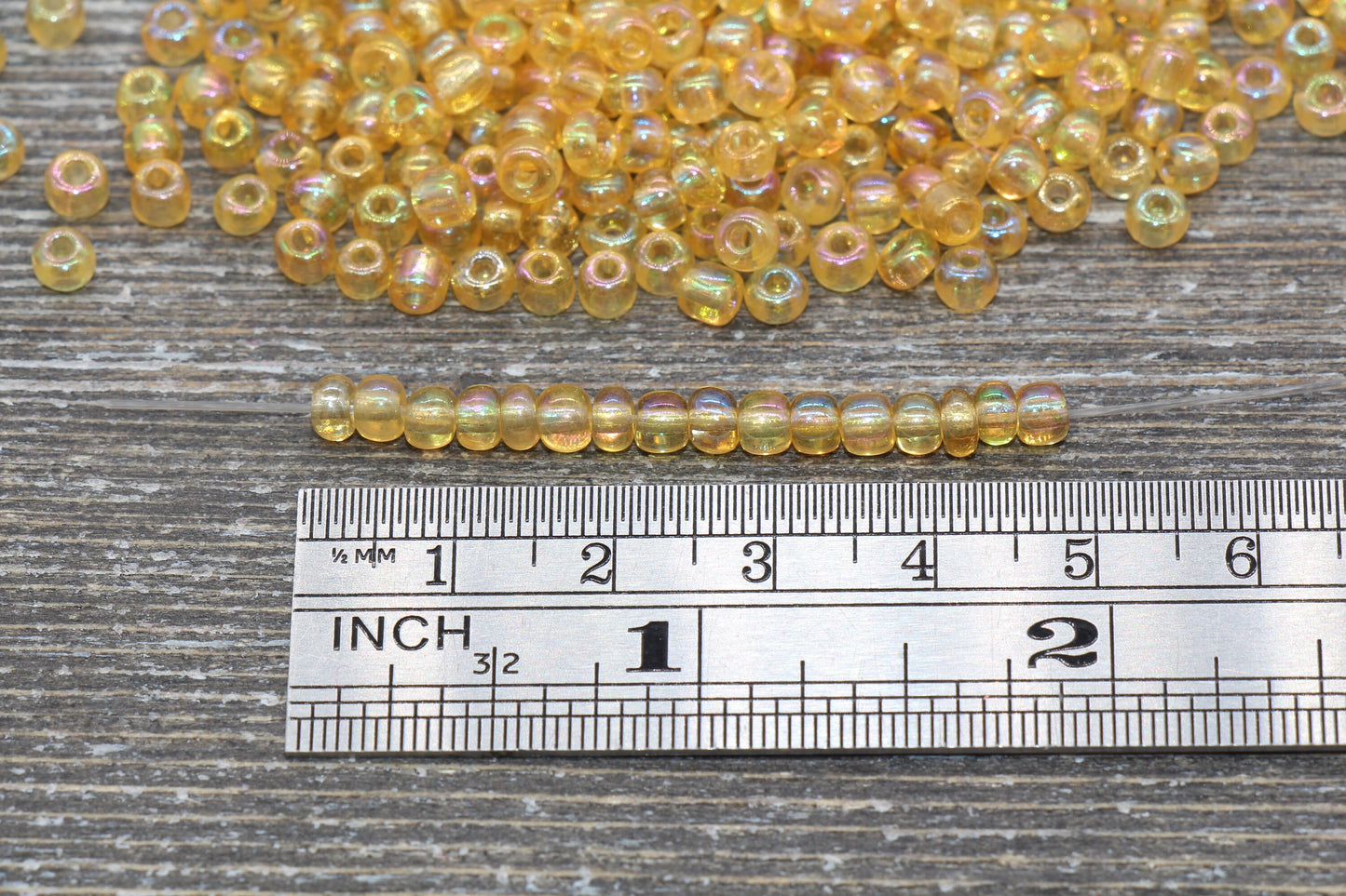 Light Orange Transparent AB Glass Seed Beads, 4mm 6/0 Glass Round Beads, Rainbow Trans Seed Beads, Rocailles Beads, Beading Supplies #1435