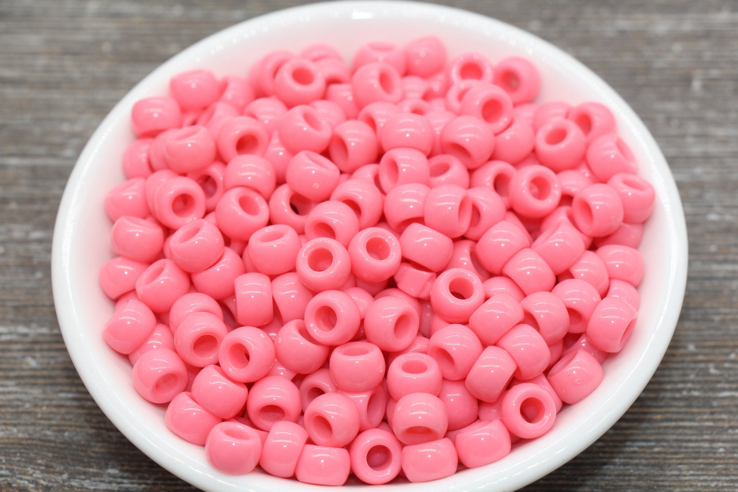 Pink Pony Beads, Acrylic Smooth Pink Loose Pony Beads, Plastic Bubblegum Beads, Chunky Beads, Spacer Beads #631
