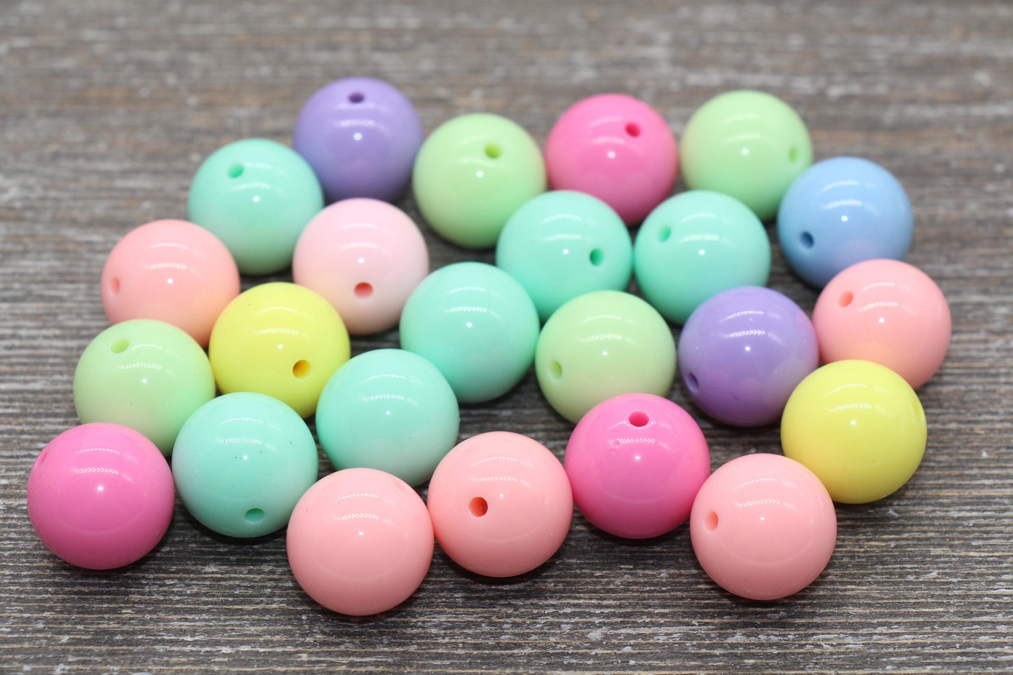 18mm Multicolor Gumball Beads, Round Acrylic Loose Beads, Solid Bubblegum Beads, Chunky Beads, Smooth Round Plastic Beads #1669
