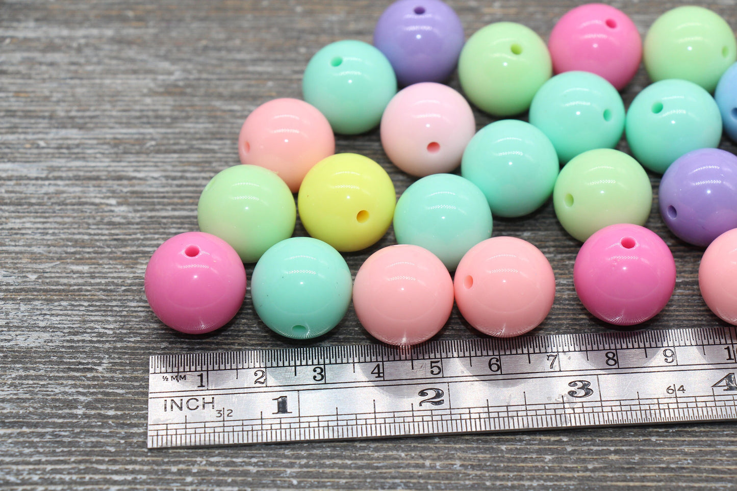 18mm Multicolor Gumball Beads, Round Acrylic Loose Beads, Solid Bubblegum Beads, Chunky Beads, Smooth Round Plastic Beads #1669