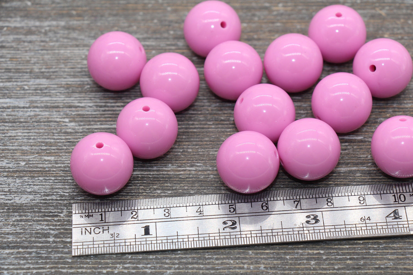 20mm Pink Gumball Beads, Round Acrylic Loose Beads, Solid Bubblegum Beads, Chunky Beads, Smooth Round Plastic Beads #1682