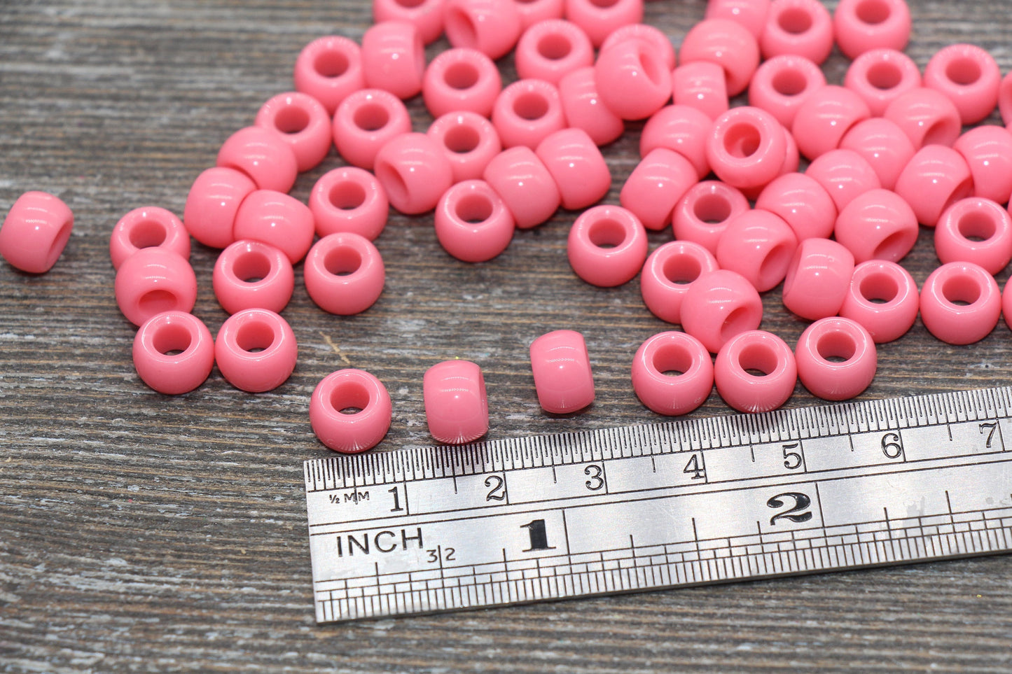 Pink Pony Beads, Acrylic Smooth Pink Loose Pony Beads, Plastic Bubblegum Beads, Chunky Beads, Spacer Beads #631