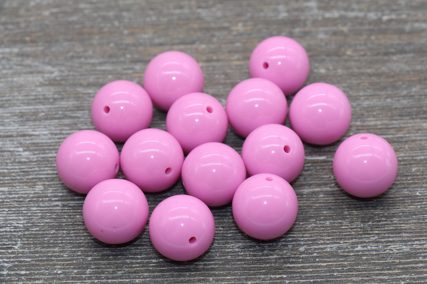 20mm Pink Gumball Beads, Round Acrylic Loose Beads, Solid Bubblegum Beads, Chunky Beads, Smooth Round Plastic Beads #1682
