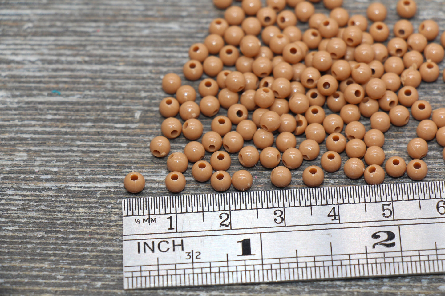 4mm Camel Brown Round Beads, Acrylic Gumball Beads, Round Spacer Beads, Bubblegum Beads, Plastic Round Smooth Bead #335