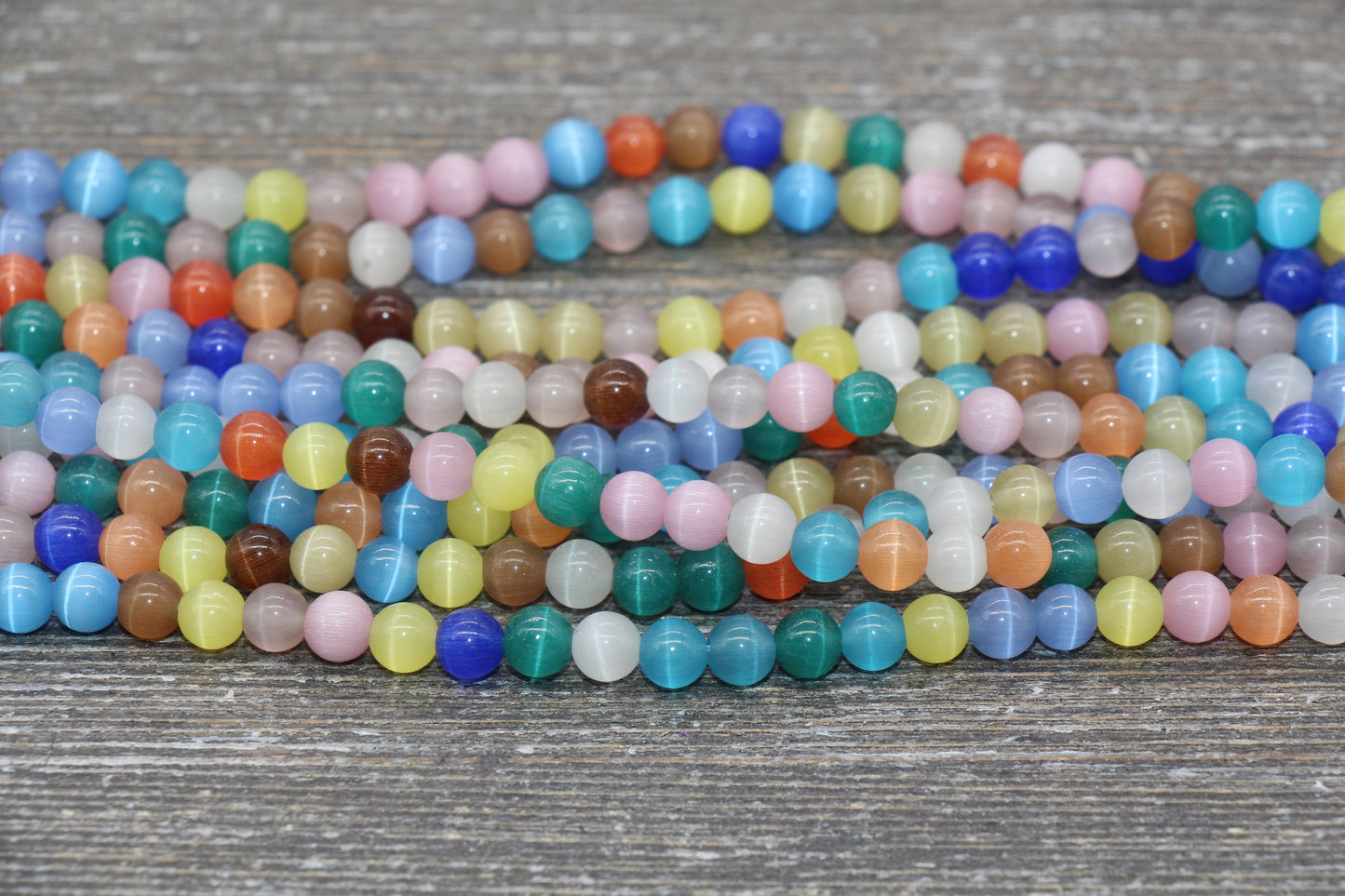 Multicolor Cat Eye Beads, Mix Color Cat Eye Beads Smooth Beads, Jewelry Bracelet Beads, Size 4mm 6mm 8mm 10mm 12mm, 15.5'' Strand #224