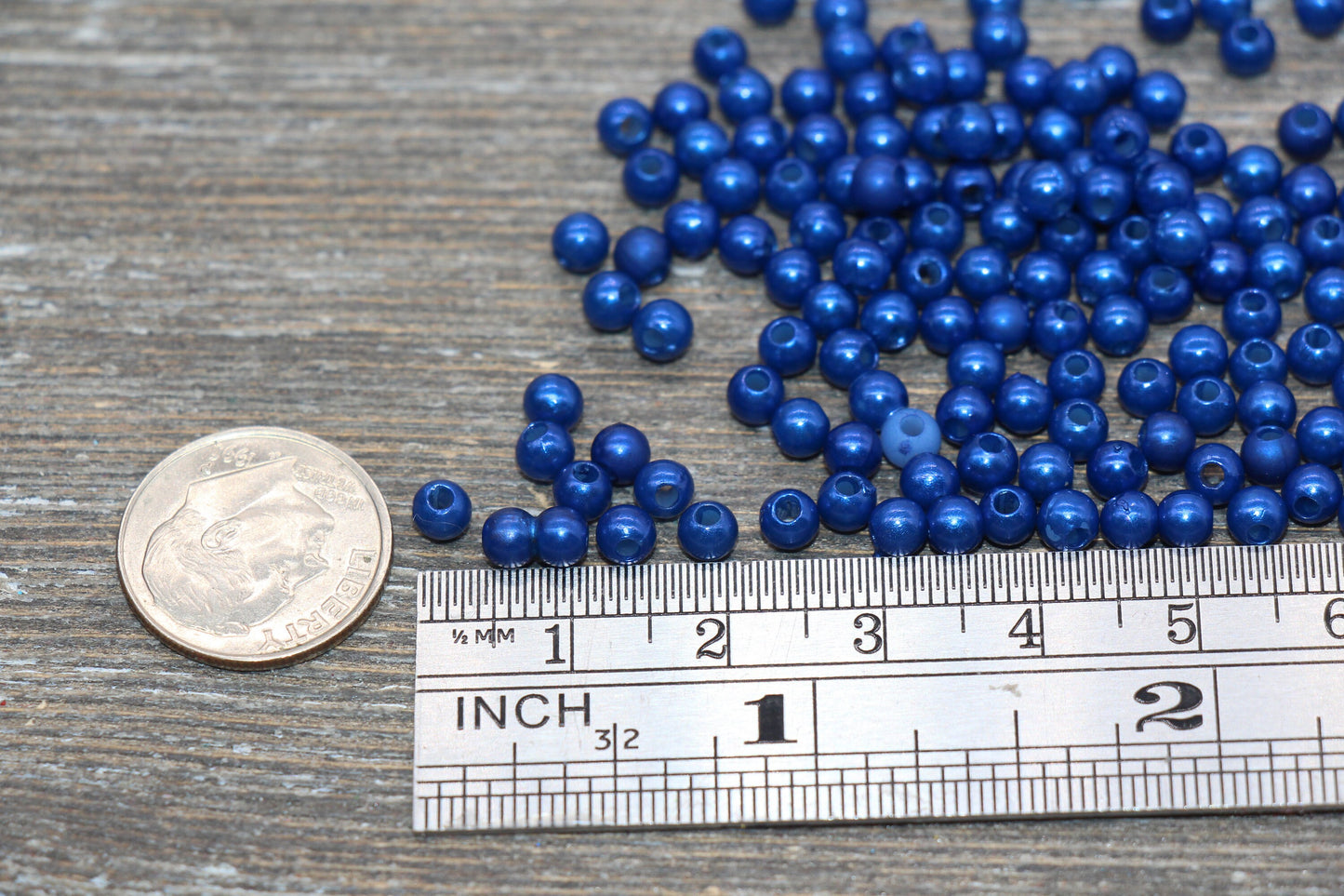 4mm Blue Faux Pearl Beads, Faux Pearl Gumball Beads, Imitation Pearl Beads, Chunky Beads, Smooth Plastic Round Beads #1879