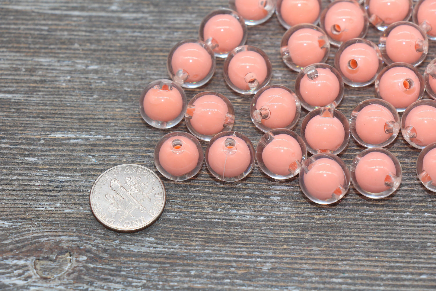 12mm Peach Round Beads, Peach Acrylic Round Gumball Beads, Bubblegum Beads, Chunky Beads, Plastic Round Bead #1928