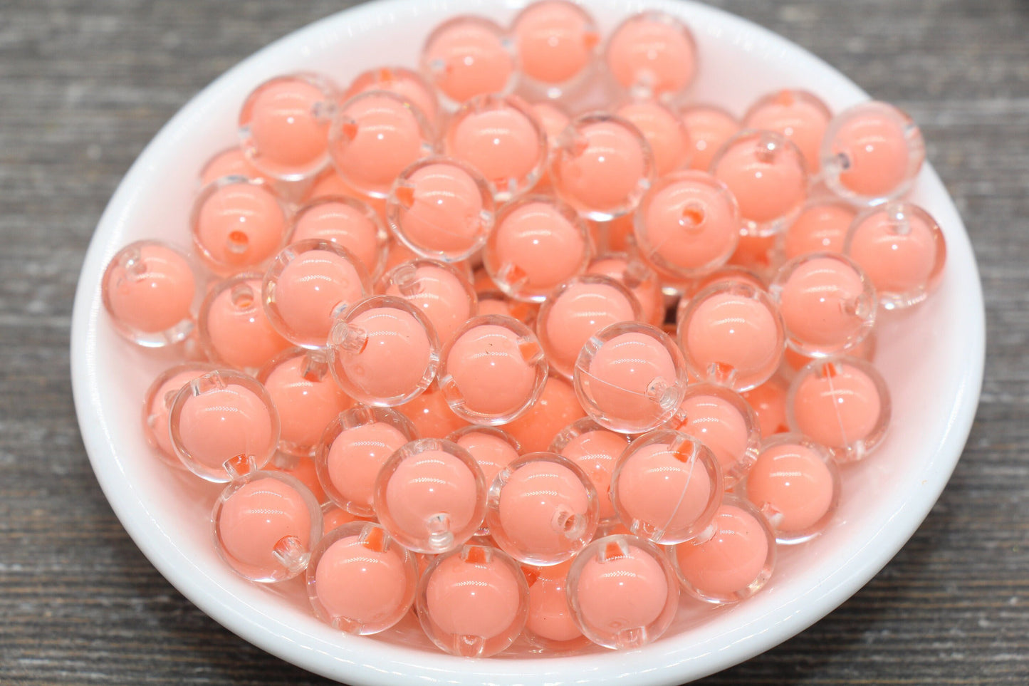 12mm Peach Round Beads, Peach Acrylic Round Gumball Beads, Bubblegum Beads, Chunky Beads, Plastic Round Bead #1928