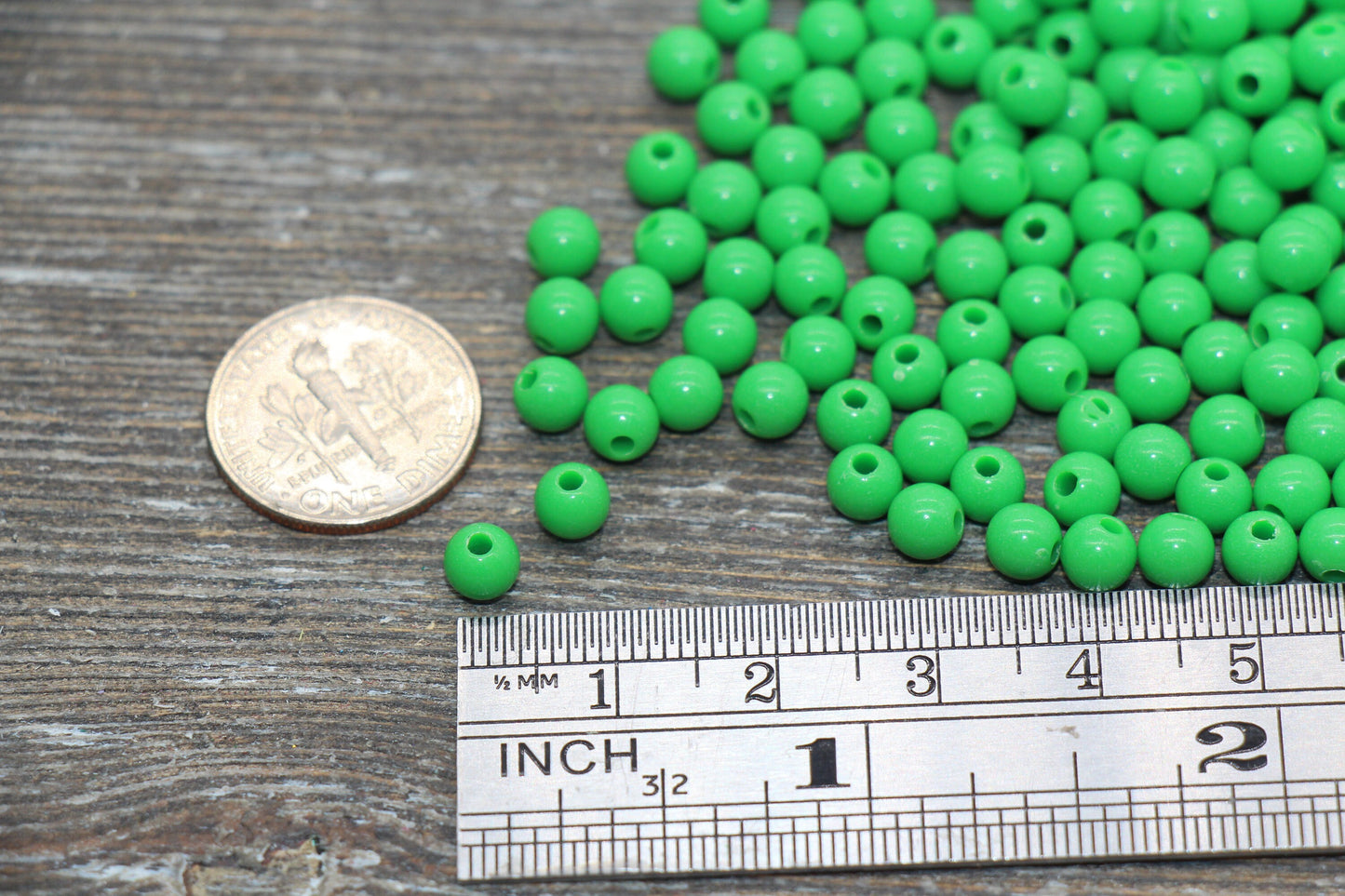 5mm Green Gumball Beads, Green Round Acrylic Loose Beads, Plastic Round Bubblegum Beads, Smooth Round Beads #881